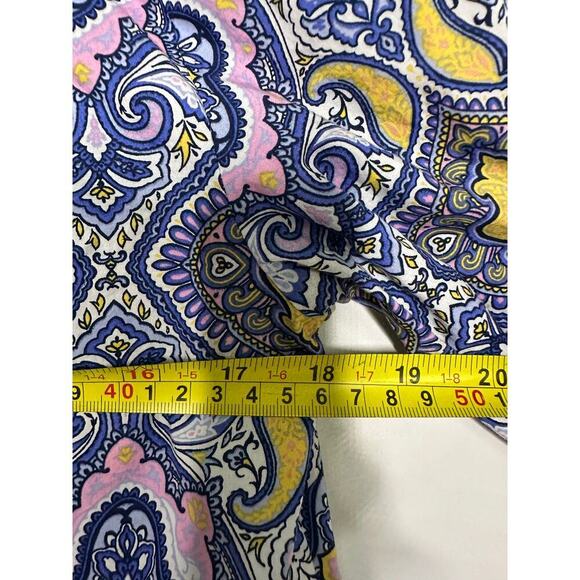 Talbots Size Small Paisley Blue Cotton Button Up Shirt Medallion Print Office - Picture 7 of 9